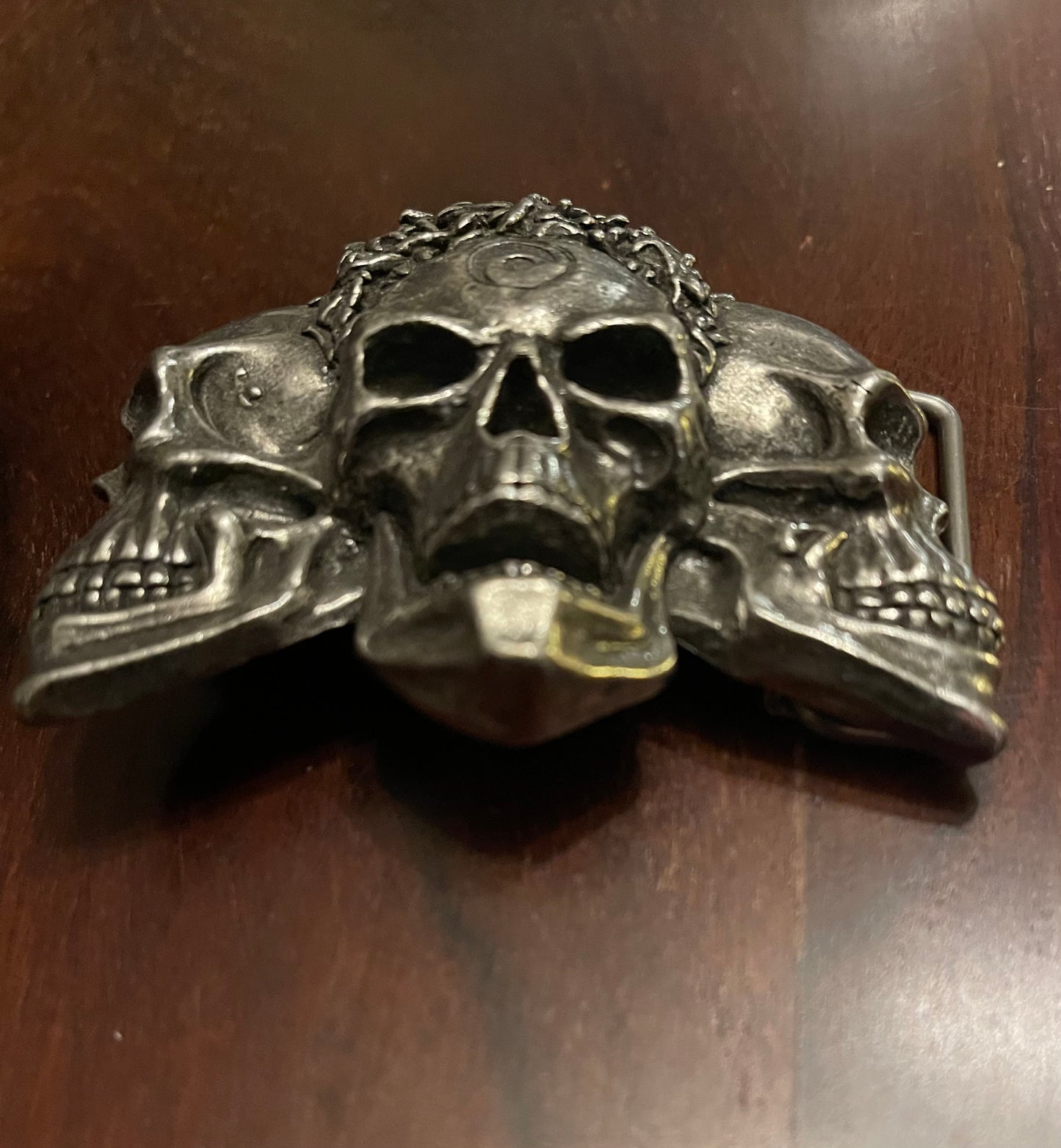 TRIPLE SKULL BELT BUCKLE Shrine of Hollywood belt buckle Treasures and Relics