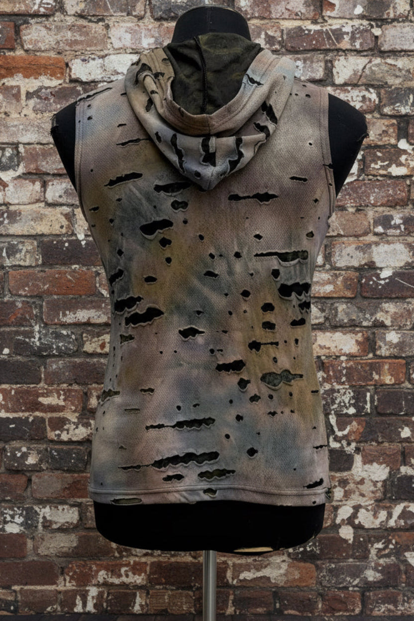 MEN'S HOODIE T - BROWN DECAYED FABRIC Shrine of Hollywood t-shirt Men's T-Shirts
