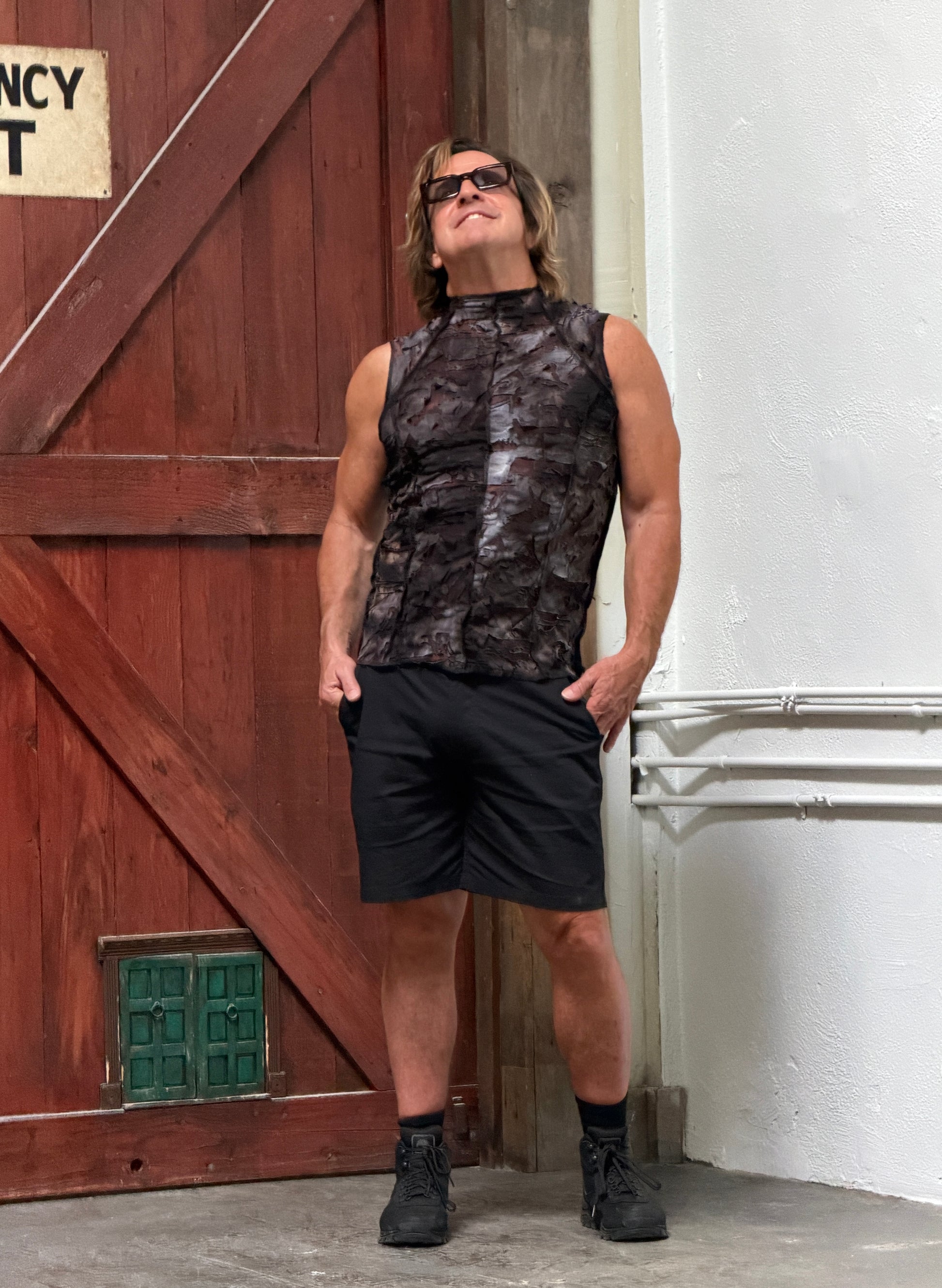 MEN'S FUTURE SHOCK SLEEVELESS T-SHIRT - GREY ZOMBIE Shrine of Hollywood shirt apocalyptic Cyber punk Cyber Tops decayed future futuristic goth gothic grey madmax Men's T-Shirts punk sleeveless T-shirt underground wasteland zombie
