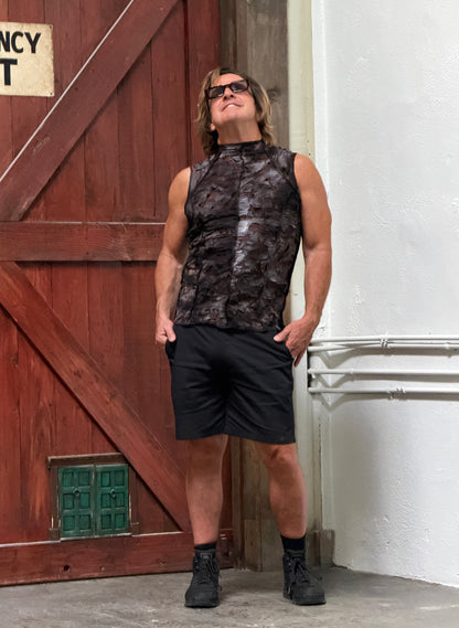 MEN'S FUTURE SHOCK SLEEVELESS T-SHIRT - GREY ZOMBIE Shrine of Hollywood shirt apocalyptic Cyber punk Cyber Tops decayed future futuristic goth gothic grey madmax Men's T-Shirts punk sleeveless T-shirt underground wasteland zombie