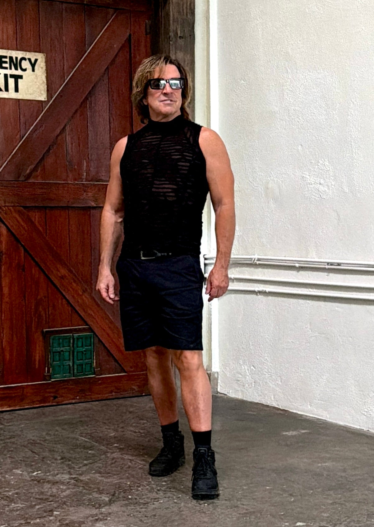 MEN'S FUTURE SHOCK SLEEVELESS T-SHIRT - BLACK DECAYED FABRIC Shrine of Hollywood apocalyptic black cyber Cyber punk futuristic goth gothic industrial madmax Men's T-Shirts punk sleeveless T-shirt wasteland