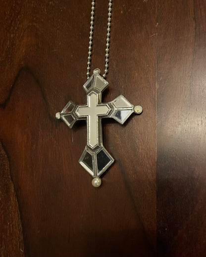 LARGE MIRRORED CROSS NECKLACE