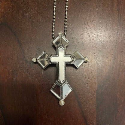LARGE MIRRORED CROSS NECKLACE