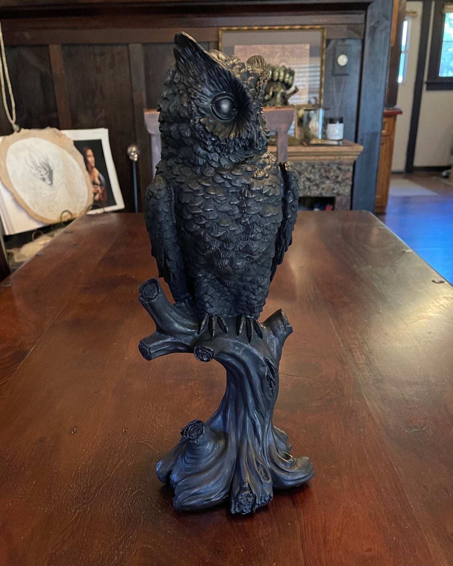PERCHED OWL STATUE