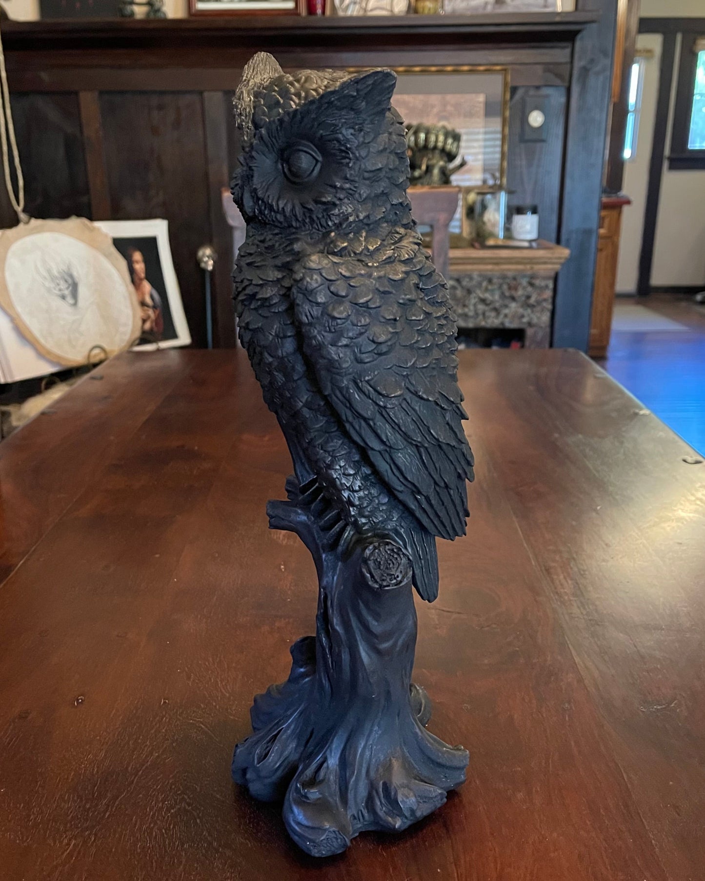 PERCHED OWL STATUE