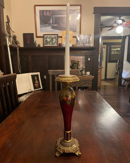 ELEGANT GOLD LEAF RENAISSANCE CANDLE HOLDER