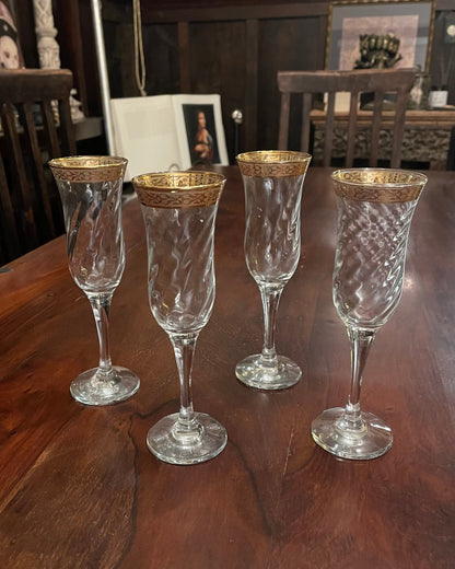ELEGANT CRYSTAL CHAMPAGNE FLUTES X 4 Shrine of Hollywood champagne flute Goblets and Glassware
