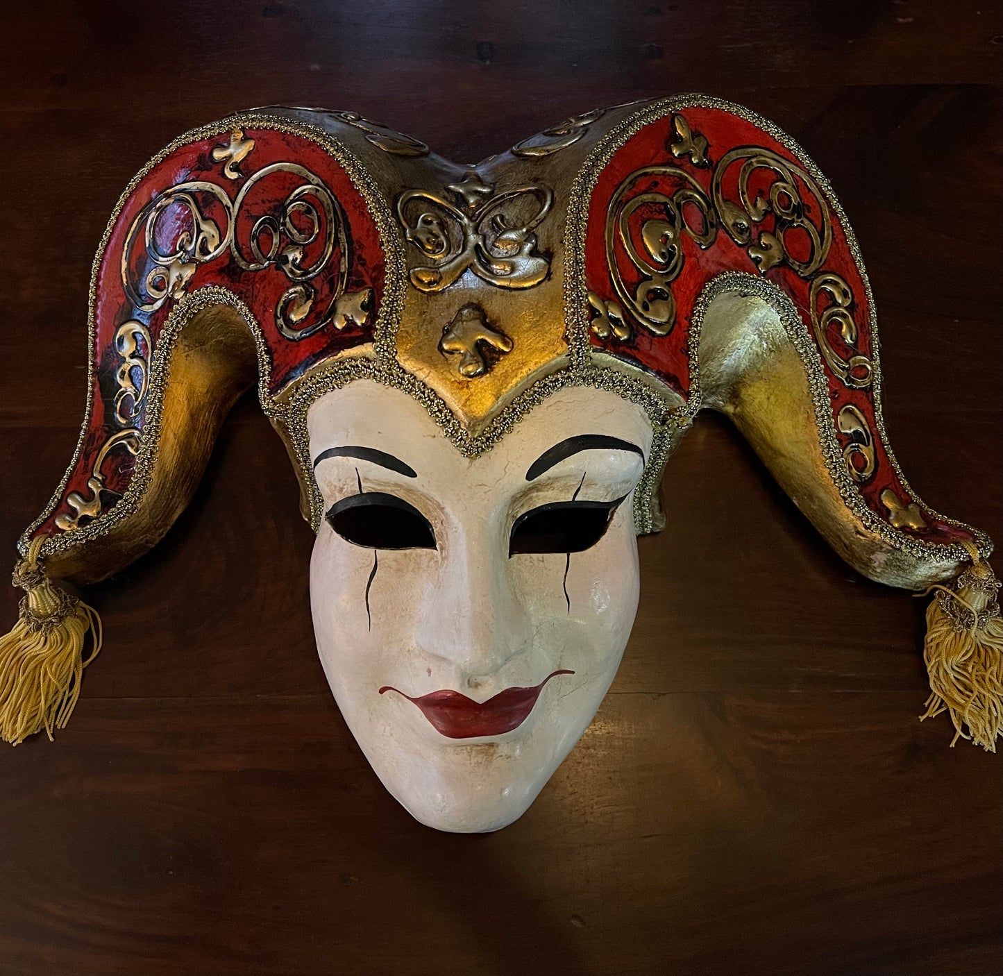 VENETIAN MASK - KING OF FOOLS - RED/GOLD Shrine of Hollywood Decor Treasures and Relics