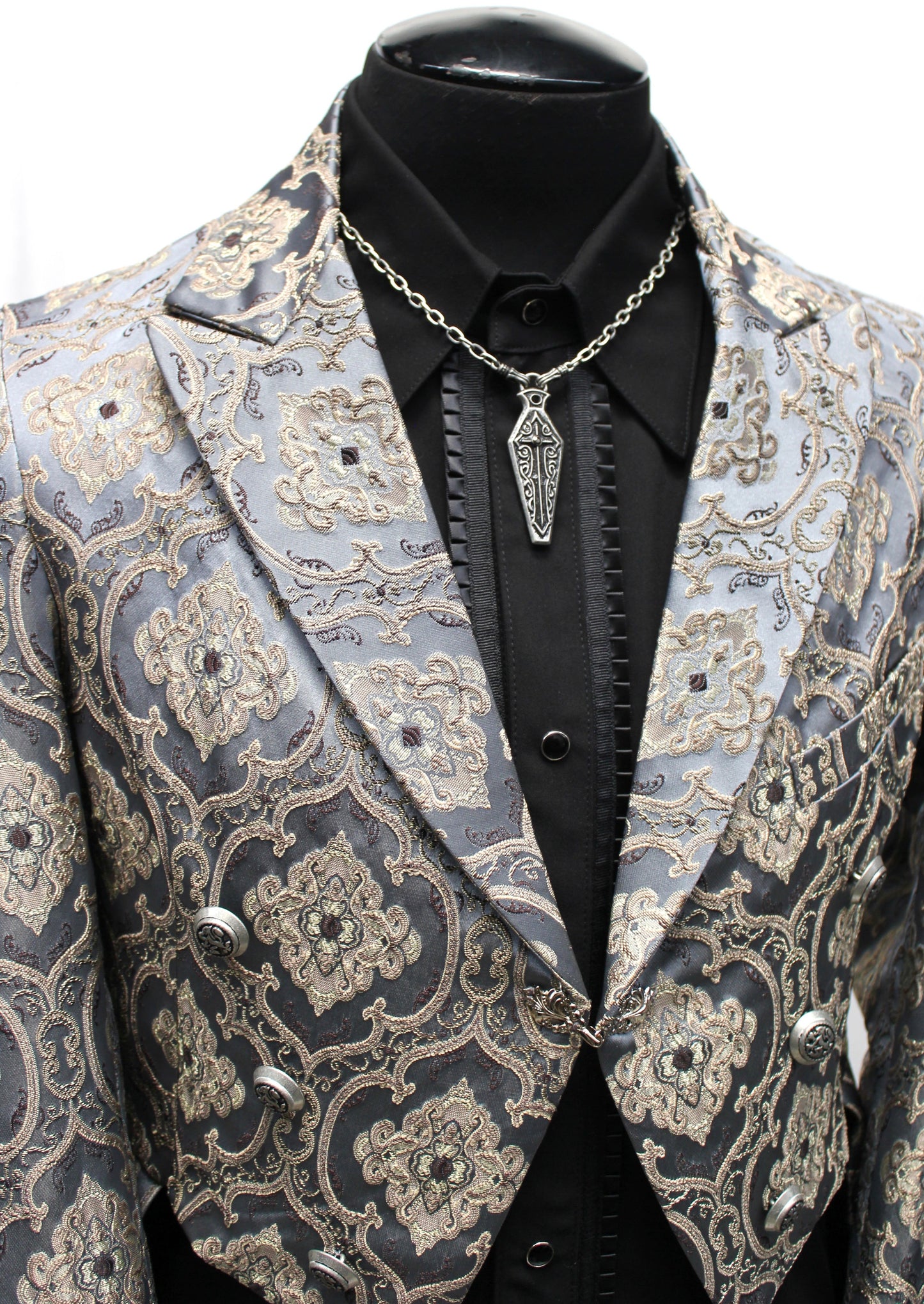 Shrine of Hollywood MONTE CRISTO TAILCOAT - BLUE BROCADE Men's Coats