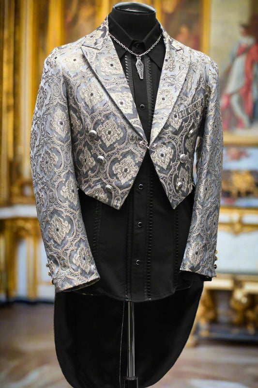 Shrine of Hollywood MONTE CRISTO TAILCOAT - BLUE BROCADE Men's Coats