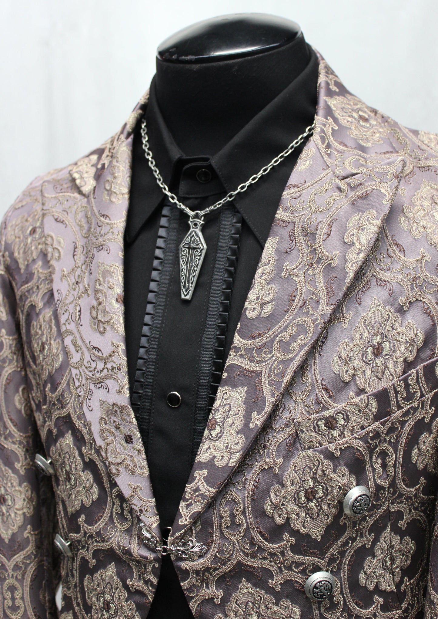 Shrine of Hollywood MONTE CRISTO TAILCOAT - PURPLE BROCADE Men's Coats