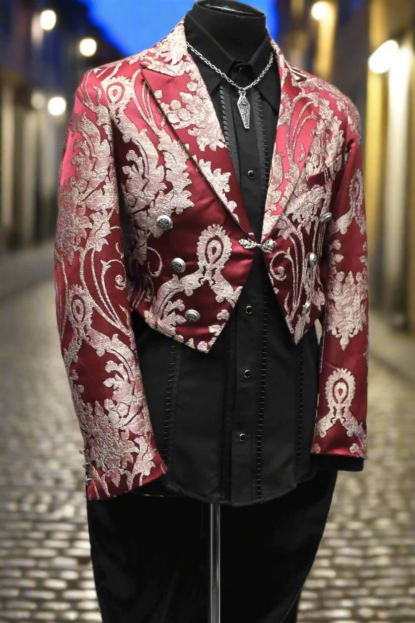 Monte Cristo Tailcoat - Red Satin Brocade Large Monte Cristo Tailcoat - Red Satin Brocade Large