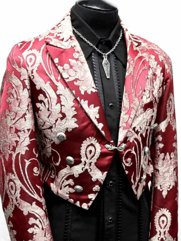 Shrine of Hollywood MONTE CRISTO TAILCOAT - RED SATIN BROCADE Men's Coats