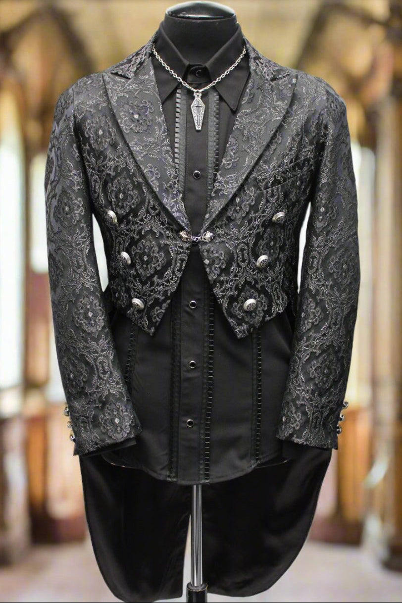 MONTE CRISTO TAILCOAT - BLACK EDWARDIAN BROCADE