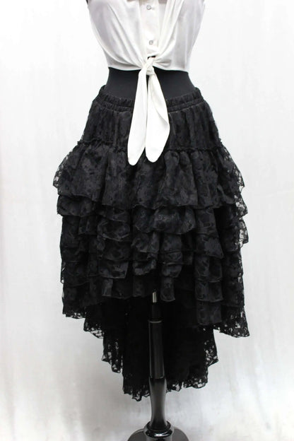 Shrine of Hollywood VICTORIAN SHOWGIRL SKIRT - BLACK LACE Skirts