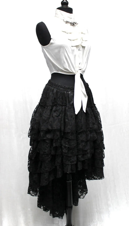 Shrine of Hollywood VICTORIAN SHOWGIRL SKIRT - BLACK LACE Skirts