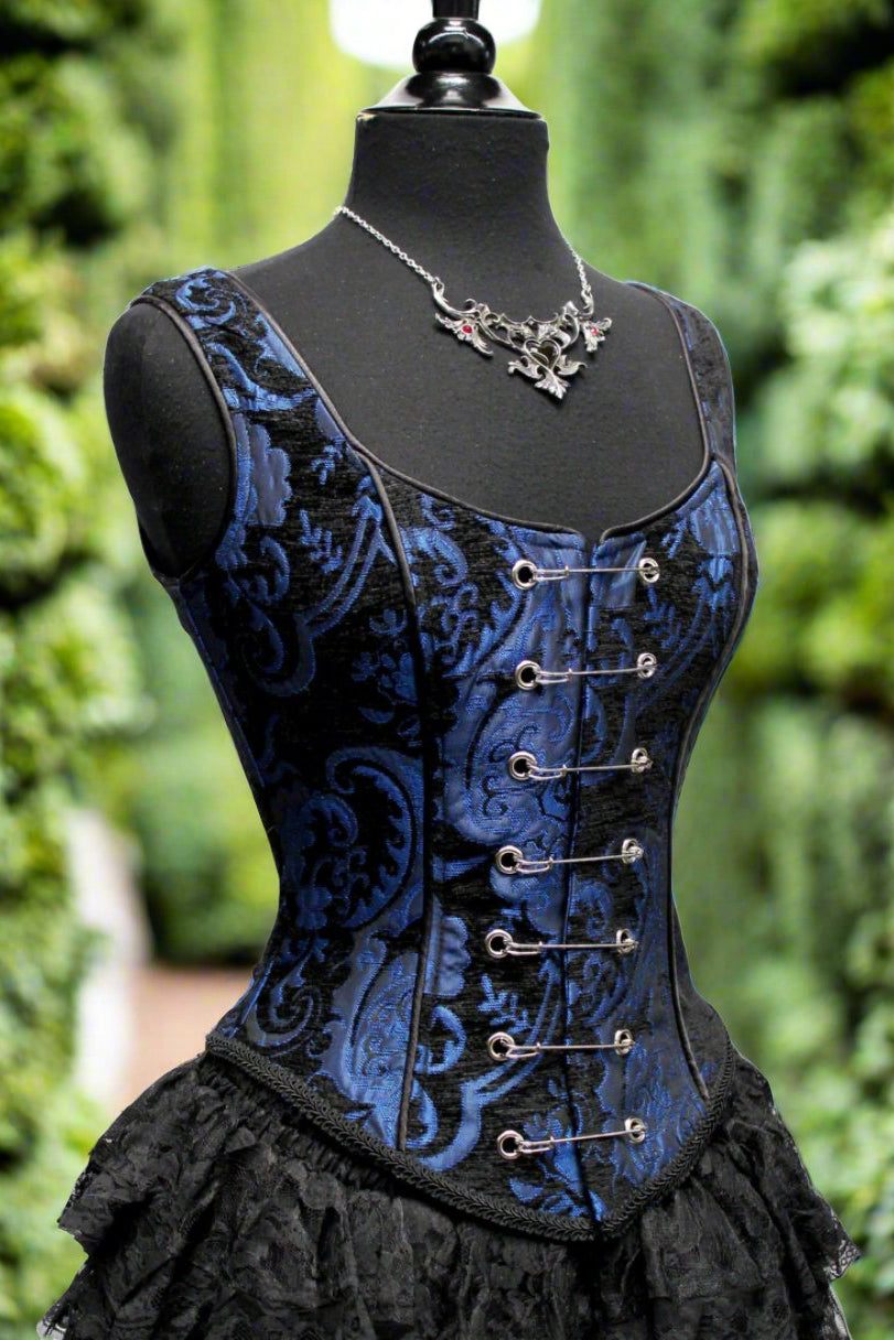 PIN BODICE - BLUE AND BLACK TAPESTRY
