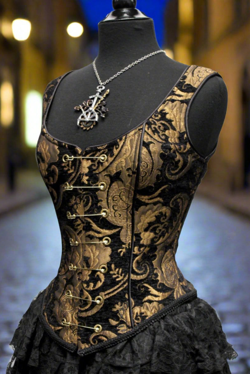 PIN BODICE - GOLD AND BLACK TAPESTRY