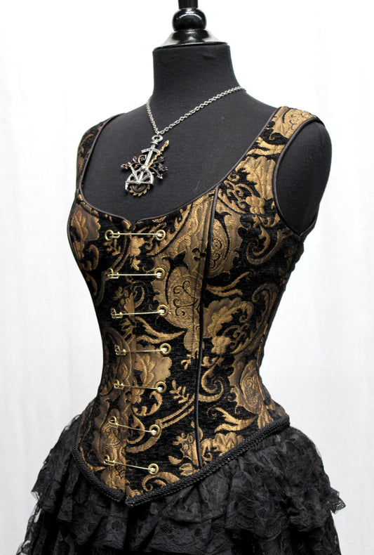 Shrine of Hollywood PIN BODICE - GOLD AND BLACK TAPESTRY