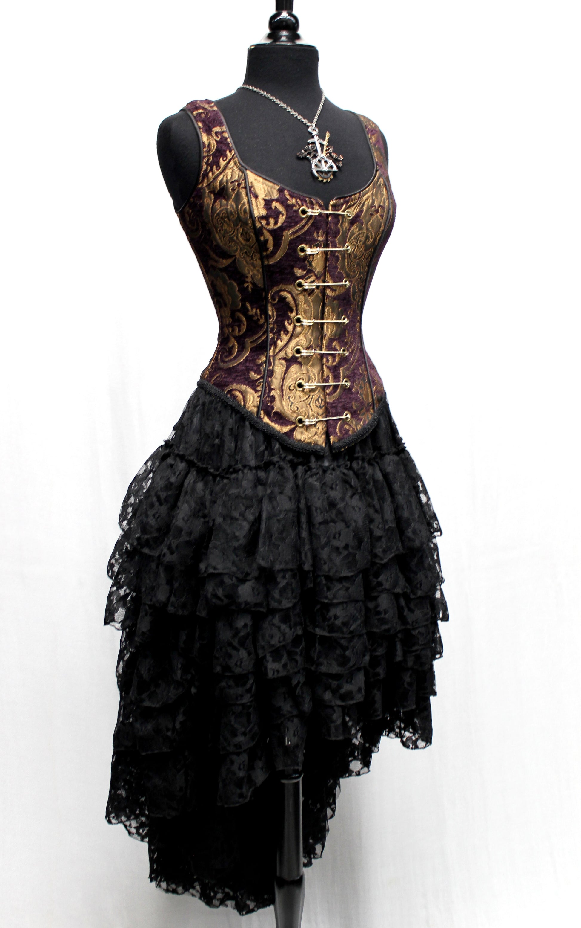 Shrine of Hollywood PIN BODICE - PURPLE AND GOLD TAPESTRY Women's corset tops