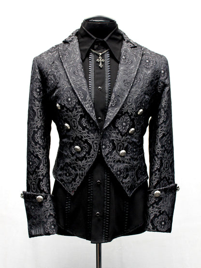 Shrine of Hollywood IMPERIAL JACKET - BLACK EDWARDIAN BROCADE brocade formal goth gothic jacket long sleeve Men's Jackets new tapestry vampire victorian