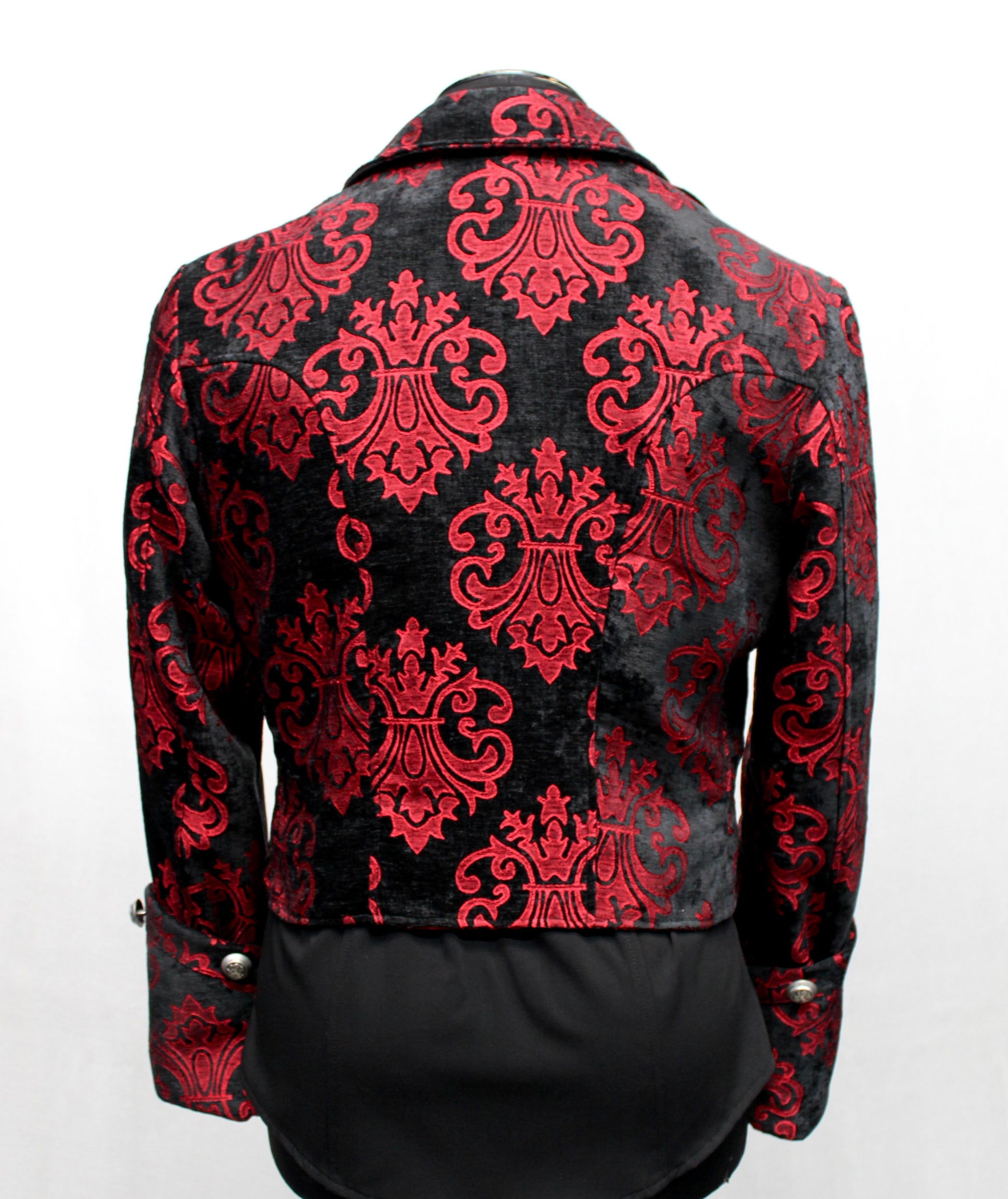 Shrine of Hollywood IMPERIAL JACKET - RED ON BLACK VELVET BROCADE brocade formal goth gothic jacket long sleeve Men's Jackets new tapestry vampire victorian