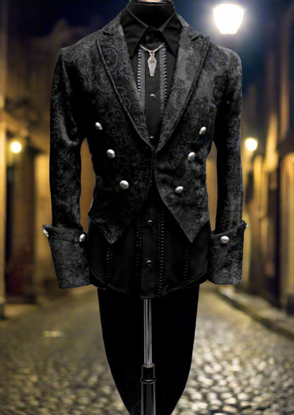Shrine of Hollywood IMPERIAL TAILCOAT - BLACK VELVET BROCADE Men's Coats