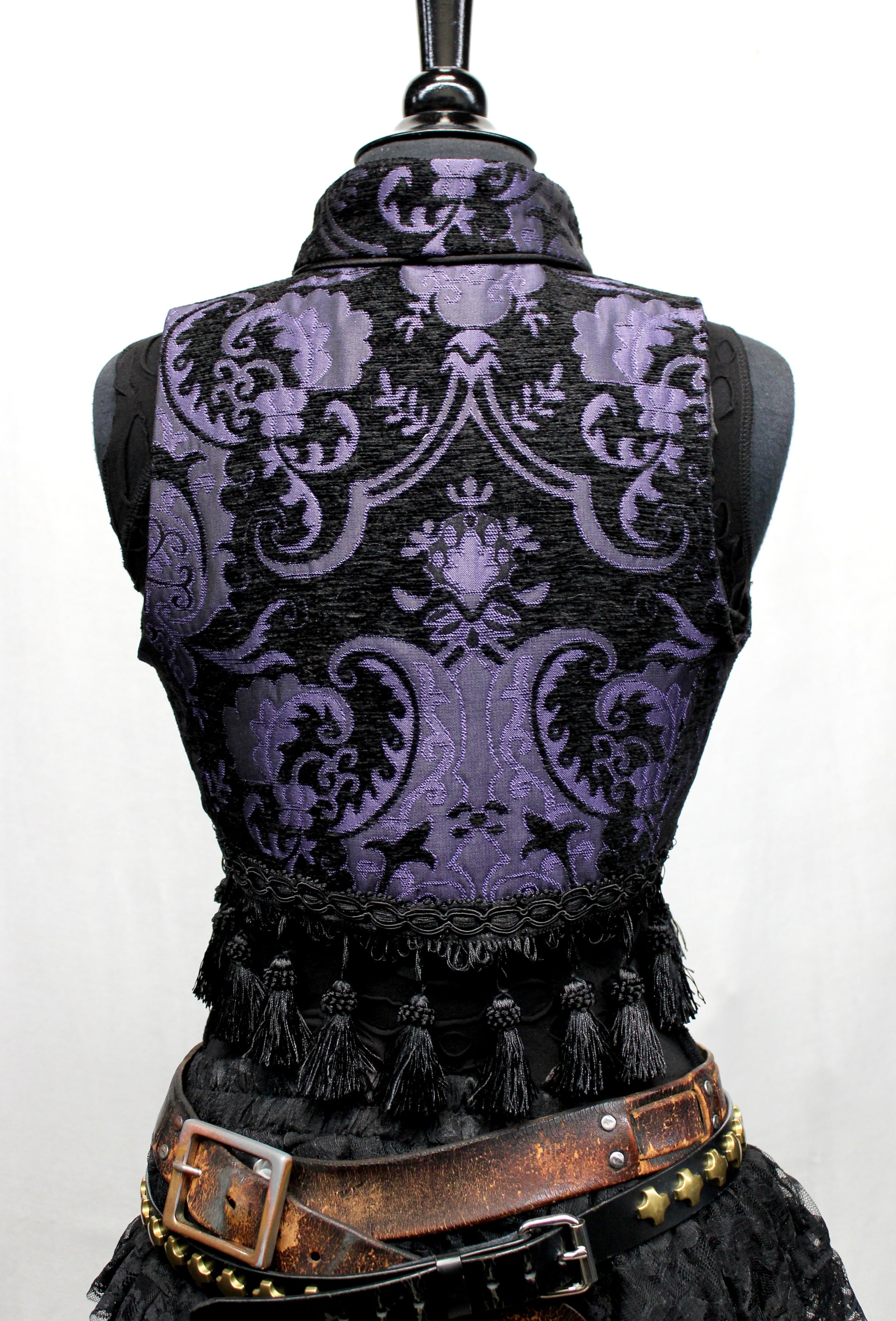 Shrine of Hollywood TOREADOR VEST - PURPLE/BLACK TAPESTRY Women's Tops