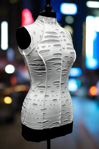 WASTELAND TOP - White Decayed Fabric