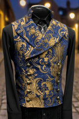 CAVALIER VEST - BLUE/GOLD TAPESTRY