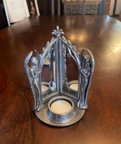 GOTHIC ANGELS TEA LIGHT MIRROR Shrine of Hollywood Gothic Mirror Treasures and Relics