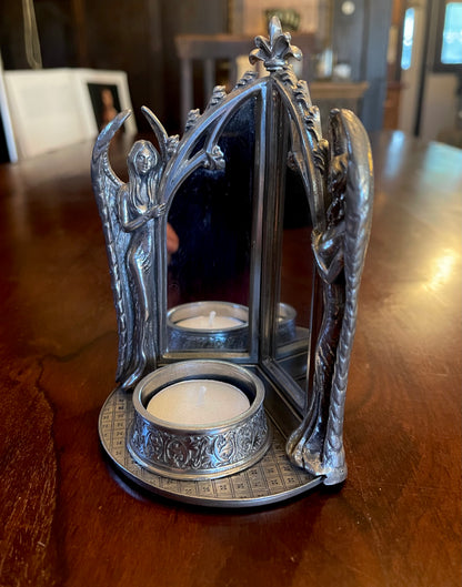 GOTHIC ANGELS TEA LIGHT MIRROR Shrine of Hollywood Gothic Mirror Treasures and Relics