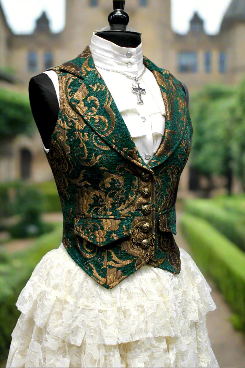 MARQUESA VEST - GREEN/GOLD TAPESTRY
