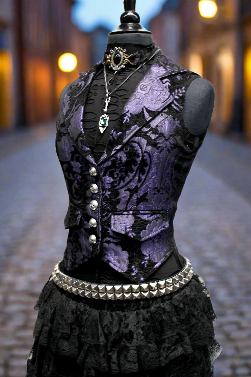 MARQUESA VEST - PURPLE/BLACK TAPESTRY
