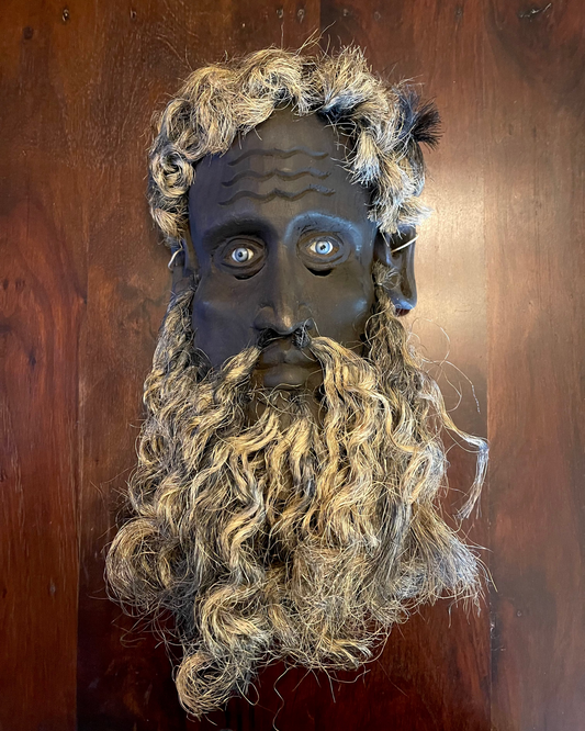 SAINT JOHN MASK - ANTIQUE WOODEN MASK Shrine of Hollywood Mask Treasures and Relics Wall Art