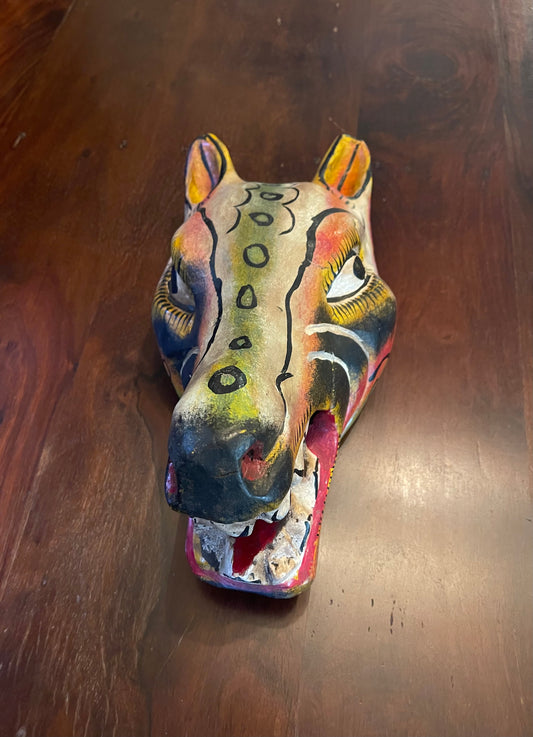 THE CUNNING COYOTE MASK - ANTIQUE WOODEN MASK Shrine of Hollywood Treasures and Relics