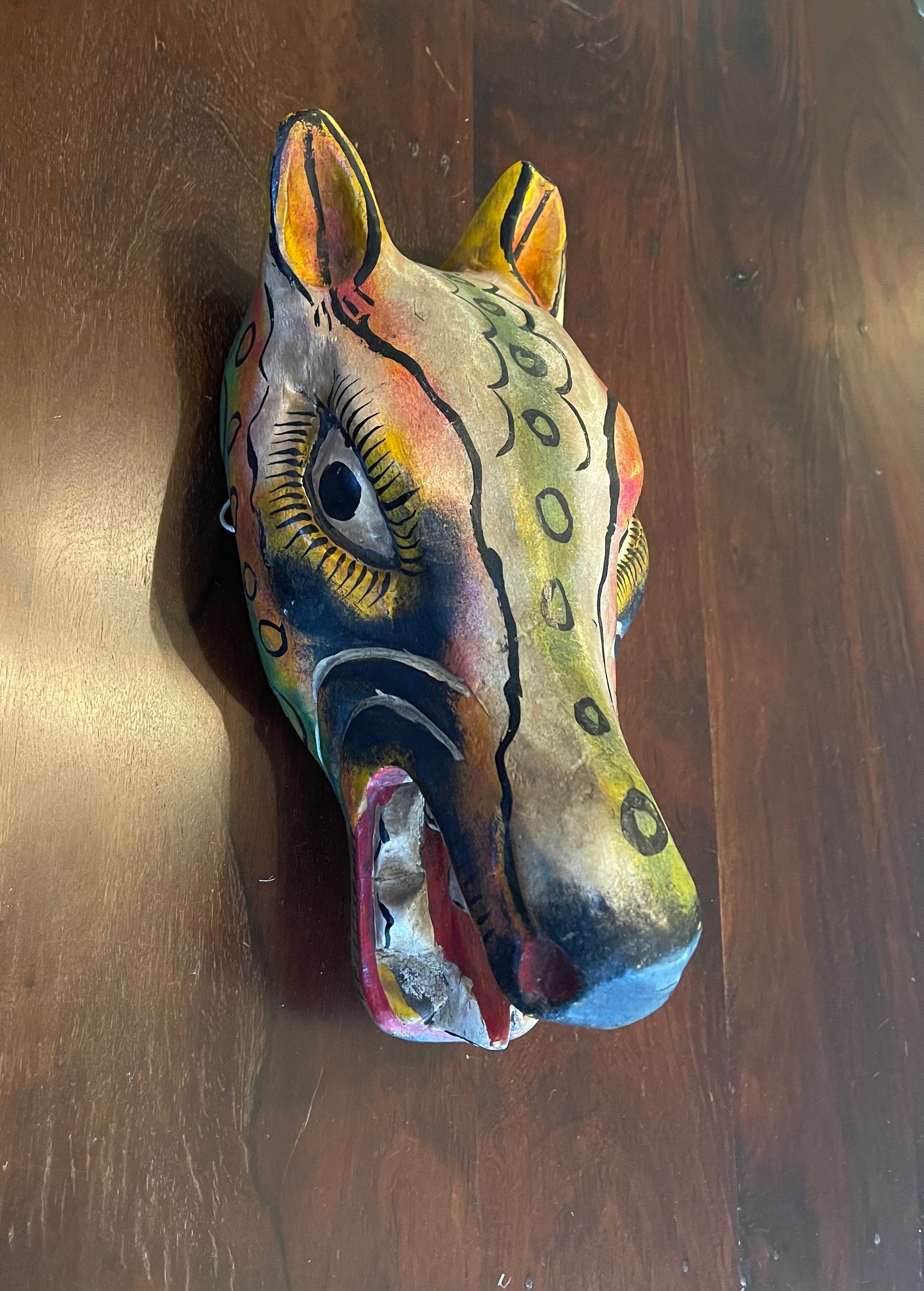 THE CUNNING COYOTE MASK - ANTIQUE WOODEN MASK Shrine of Hollywood Treasures and Relics