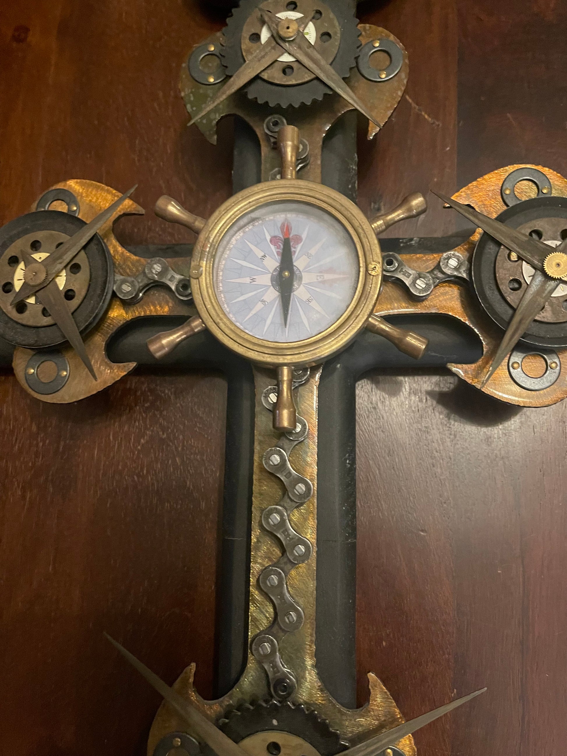 STEAMPUNK WALL CROSS Shrine of Hollywood Decor Treasures and Relics Wall Art
