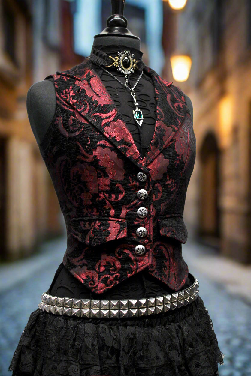 MARQUESA VEST - RED/BLACK TAPESTRY