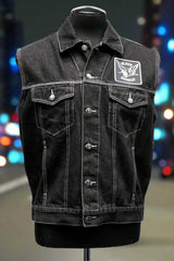 MOTORCYCLE DENIM VEST - COBRA SNAKE PRINT