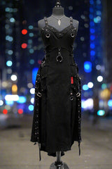 CHAOS DRESS - BLACK STRETCH COTTON