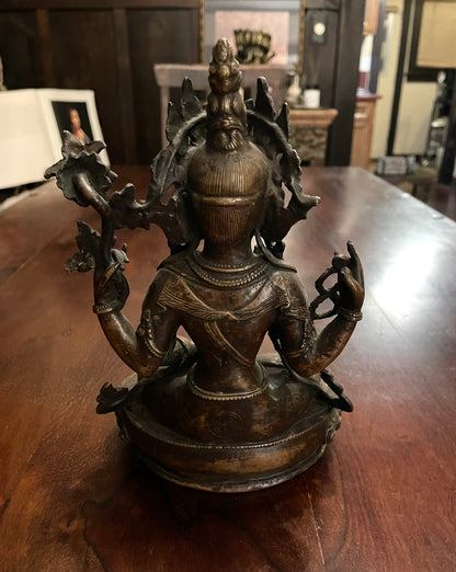 BODHISATTVA ANTIQUE BRONZE STATUE Shrine of Hollywood Decor Treasures and Relics