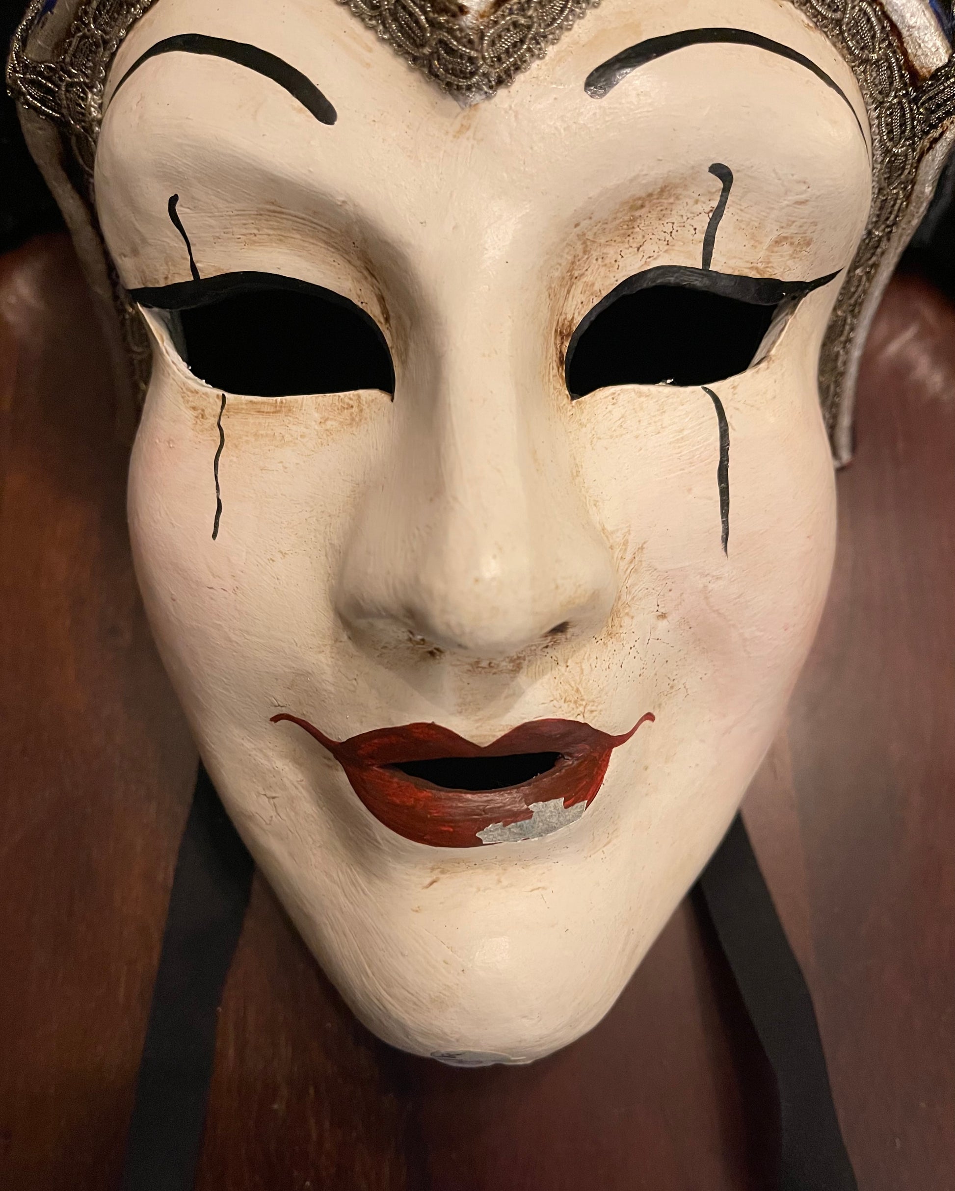 VENETIAN MASK - KING OF FOOLS - BLUE/SILVER Shrine of Hollywood Decor Treasures and Relics Wall Art