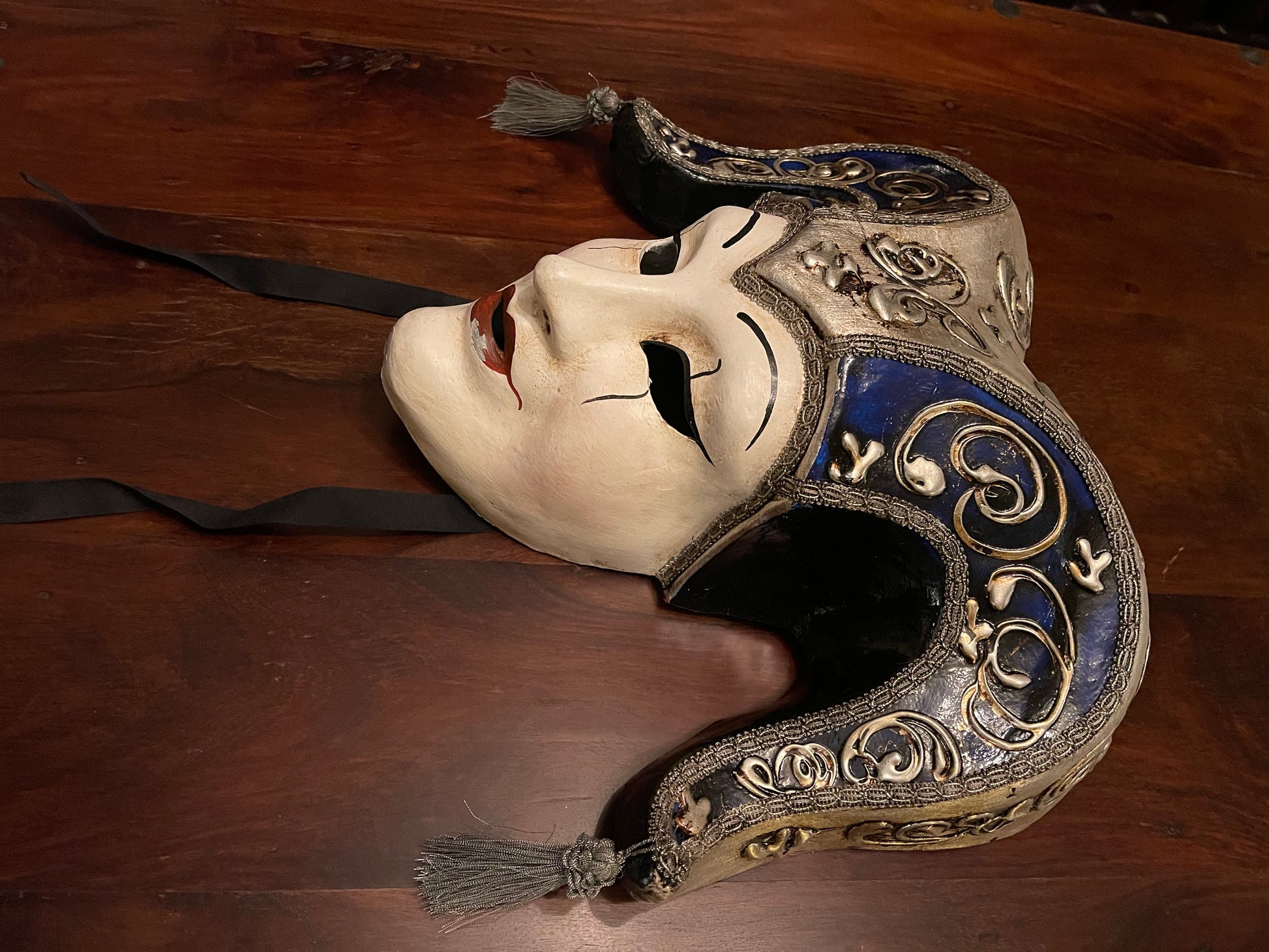 VENETIAN MASK - KING OF FOOLS - BLUE/SILVER Shrine of Hollywood Decor Treasures and Relics Wall Art
