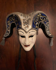 VENETIAN MASK - KING OF FOOLS - BLUE/SILVER