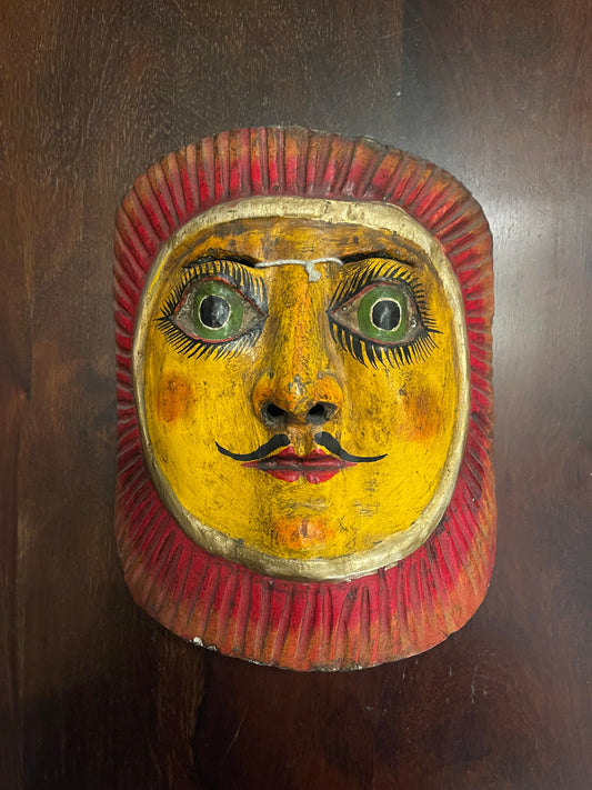 THE SUN - MALE - ANTIQUE WOODEN MASK Shrine of Hollywood Treasures and Relics