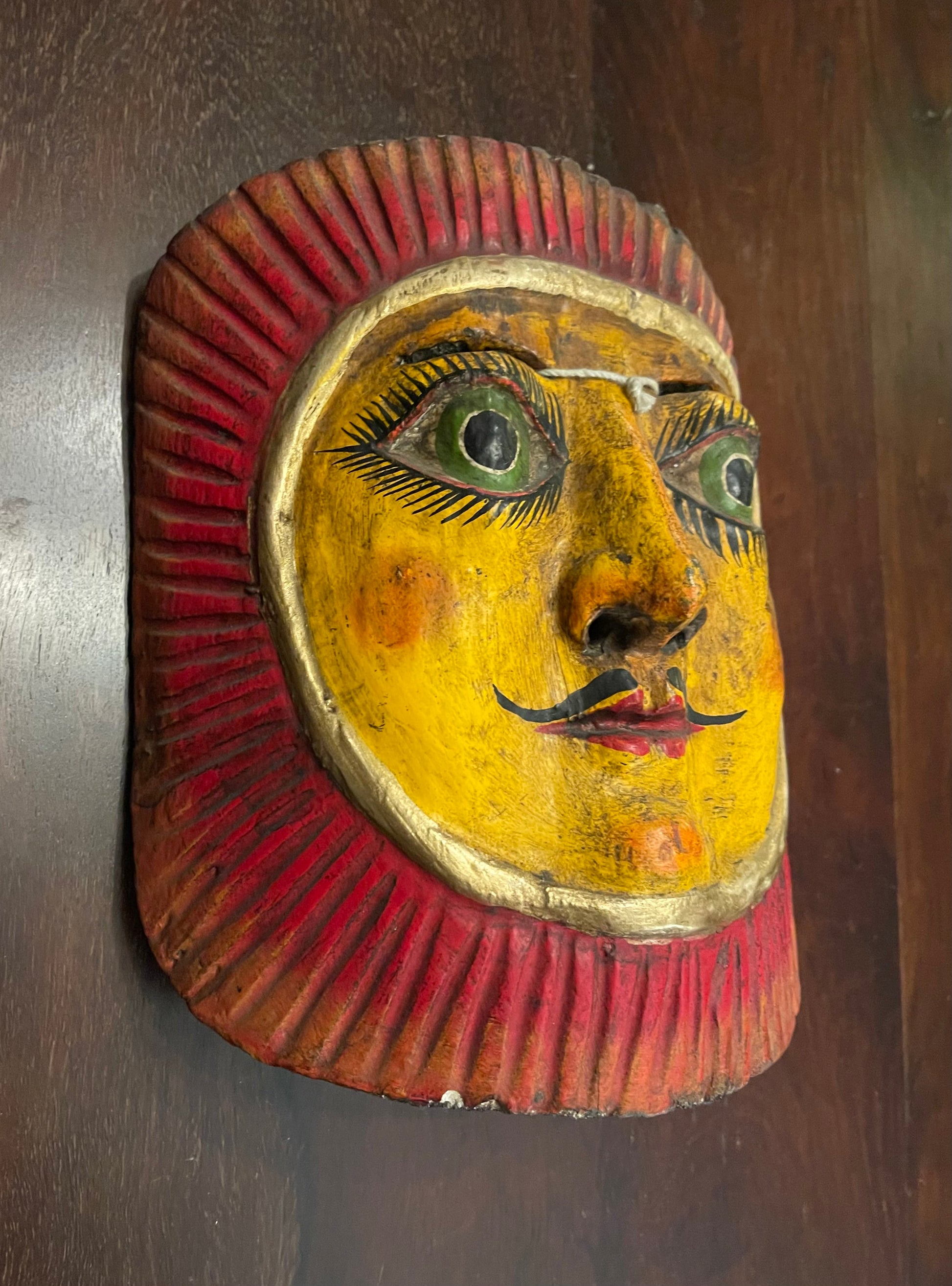 THE SUN - MALE - ANTIQUE WOODEN MASK Shrine of Hollywood Treasures and Relics