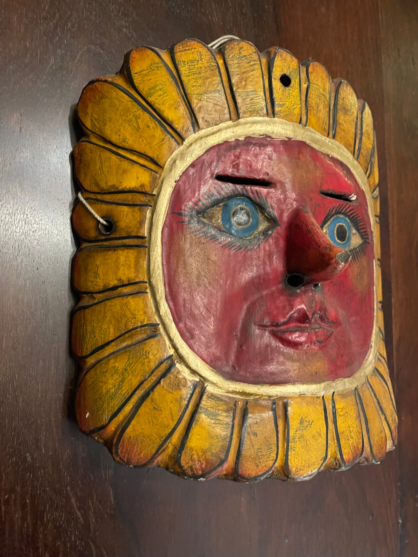 THE SUN - FEMALE - ANTIQUE WOODEN MASK Shrine of Hollywood Treasures and Relics