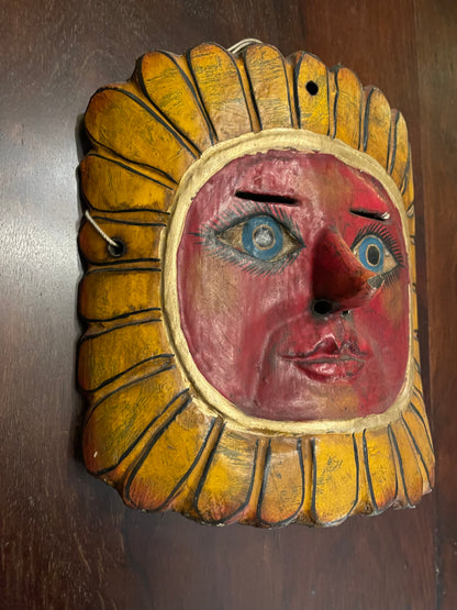 THE SUN - FEMALE - ANTIQUE WOODEN MASK Shrine of Hollywood Treasures and Relics