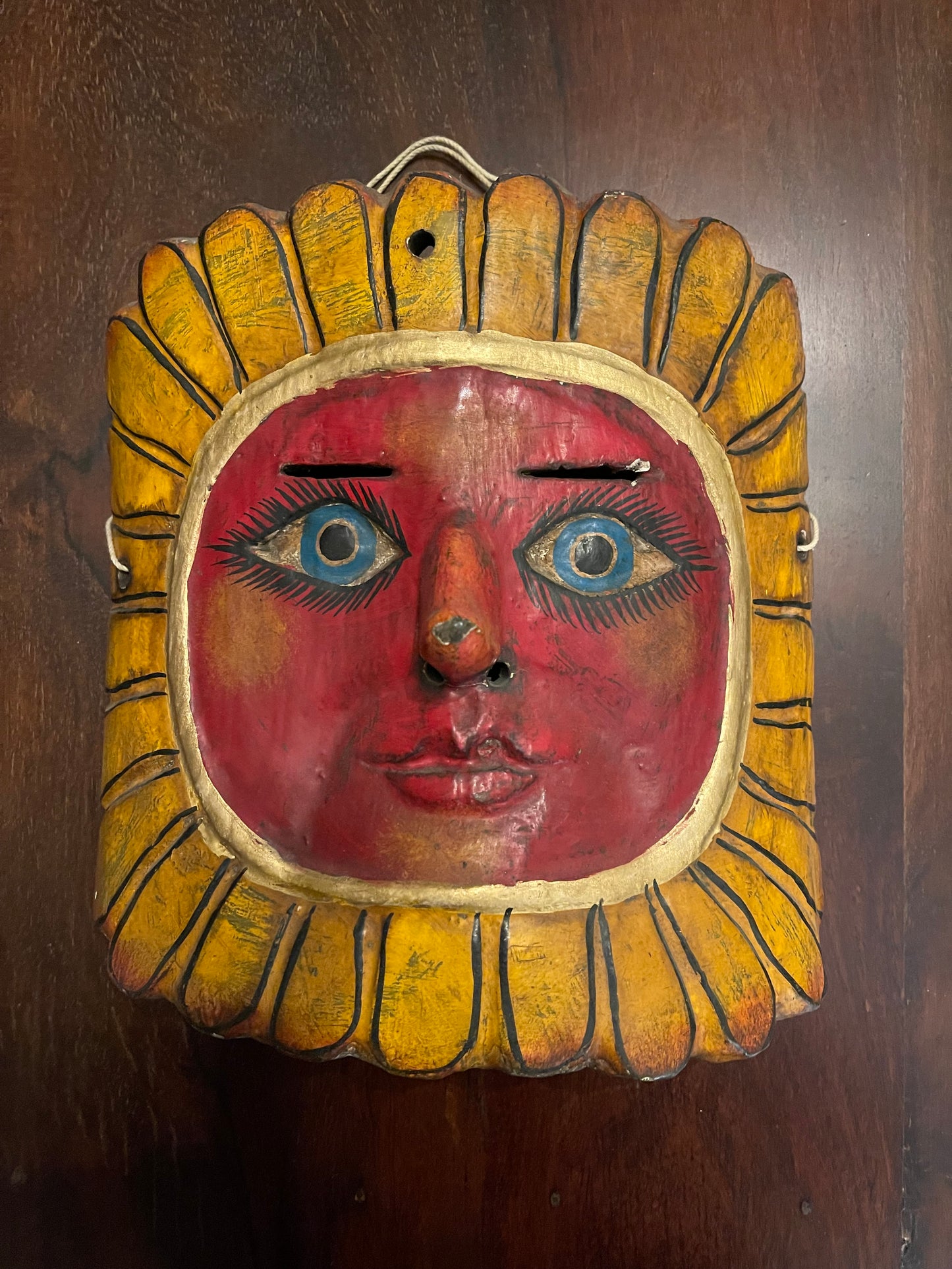 THE SUN - FEMALE - ANTIQUE WOODEN MASK Shrine of Hollywood Treasures and Relics